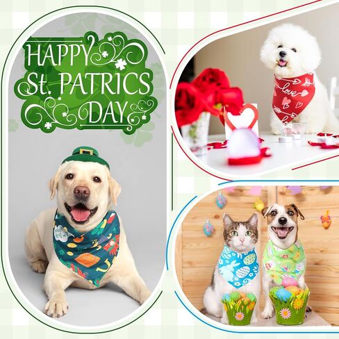 60 Pieces Holiday Dog Bandanas Bulk Valentines St. Patricks Easter Dog Bandanas Adjustable Dog Bandanas Dog Scarf Washable Dog Bandanas Party Costume Accessories Decoration for Small Medium Pet Dogs in Saudi Arabia