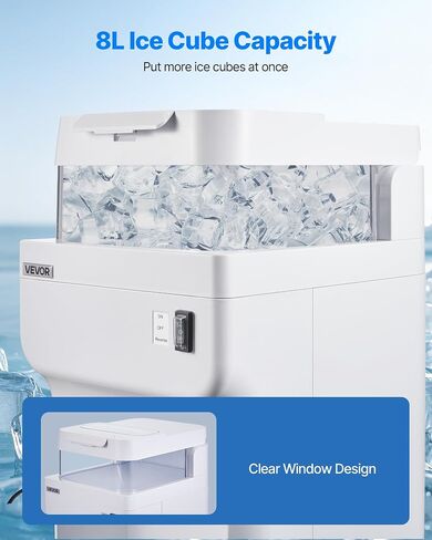 VEVOR Commercial Ice Shaver Crusher, 220lbs Per Hour Electric Snow Cone Maker with 8L Ice Cube Box, 350W 1500RPM Tabletop Shaved Ice Machine for Parties Events Bar, Home and Commercial Use (White) in Kuwait