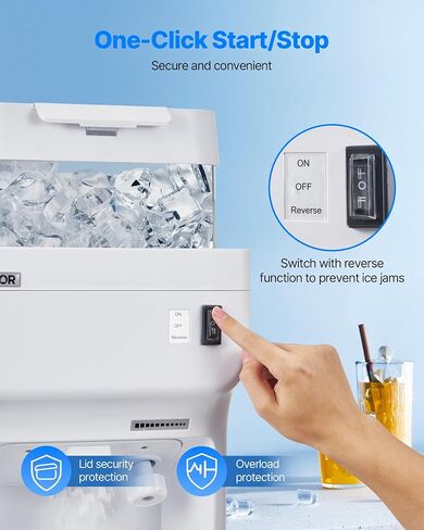 VEVOR Commercial Ice Shaver Crusher, 220lbs Per Hour Electric Snow Cone Maker with 8L Ice Cube Box, 350W 1500RPM Tabletop Shaved Ice Machine for Parties Events Bar, Home and Commercial Use (White) in Kuwait