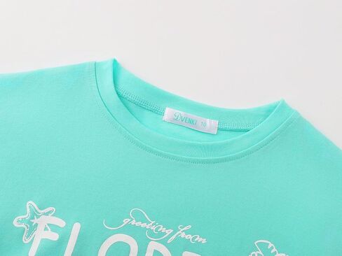 Dvenki Stylish Graphics Bright Base Color - Cute Crop Top for Little & Big Girls - Summer T-Shirt Clothes Tween Size 6-18 in Kuwait
