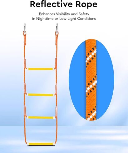 Boat Rope Ladder, 4 Step - Heavy-Duty Polyester with 400Lbs Max Load, 14mm Reinforced Line & Sturdy Resin Steps - Perfect for Inflatables, Kayaks, Motorboats & Canoeing-Outdoor Water Sports Accessory in Saudi Arabia