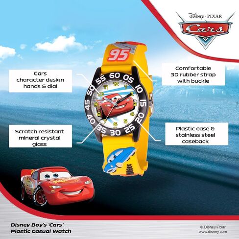 Disney Kids' W001506 "Time Teacher" Disney Cars Watch With Yellow 3-D Band in Saudi Arabia