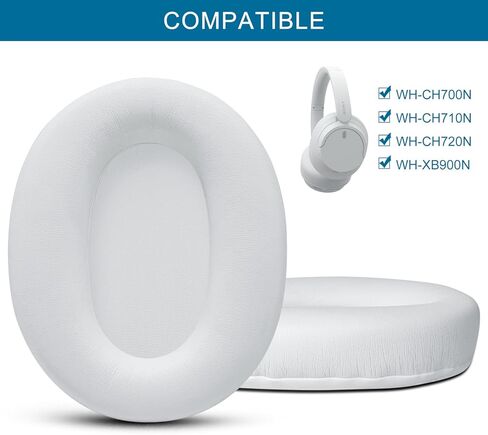 GVOEARS Replacement Ear Pads for Sony WH-CH700N / WH-CH710N / WH-CH720N / WH-XB900N Headphones, Earpads Cushions with Soft Protein Leather, Memory Foam - White in Saudi Arabia