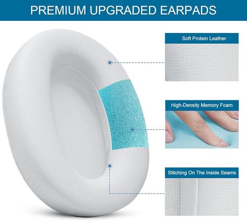 GVOEARS Replacement Ear Pads for Sony WH-CH700N / WH-CH710N / WH-CH720N / WH-XB900N Headphones, Earpads Cushions with Soft Protein Leather, Memory Foam - White in Saudi Arabia