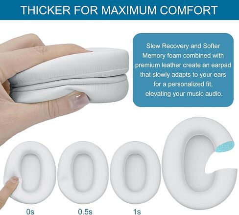 GVOEARS Replacement Ear Pads for Sony WH-CH700N / WH-CH710N / WH-CH720N / WH-XB900N Headphones, Earpads Cushions with Soft Protein Leather, Memory Foam - White in Saudi Arabia