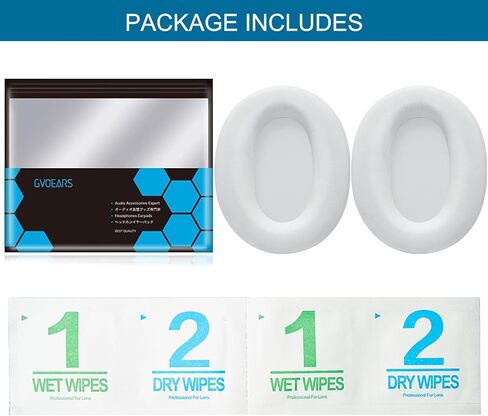 GVOEARS Replacement Ear Pads for Sony WH-CH700N / WH-CH710N / WH-CH720N / WH-XB900N Headphones, Earpads Cushions with Soft Protein Leather, Memory Foam - White in Saudi Arabia