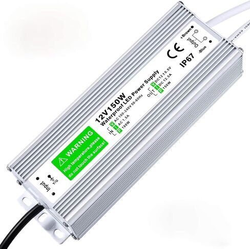 150W Waterproof Power Supply 12V 12.5A AC-DC Converter IP67 for CCTV Surveillance LED Display Outdoor Light and More in Kuwait