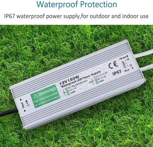 150W Waterproof Power Supply 12V 12.5A AC-DC Converter IP67 for CCTV Surveillance LED Display Outdoor Light and More in Kuwait