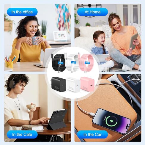 Compatible with iPhone 16 15 Charger Fast Charging,USB C Fast Charger,Type C Block wtih 2Pack 10ft USBC to USBC Cable Cord Compatible with iPhone 16/15 Pro Max/Pro/Plus/Pad Pro,Samsumg Galay S24/S23 in Kuwait