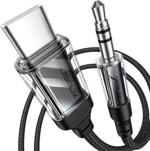 JSAUX Aux إلى USB C، سلك Aux لهاتف iPhone 15 Pro Max، USB C إلى 3.5 مم كابل مقبس صوت Aux من النوع C إلى Aux سلك ستيريو للسيارة متوافق مع Samsung Galaxy S24 S23 Ultra، iPad Pro، Pixel 8-3.3FT in Saudi Arabia
