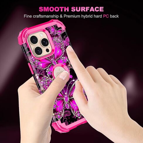 Casetego for iPhone 16 Pro Max Case,Glow in The Dark Three Layer Heavy Duty Sturdy Shockproof Full Protection Rugged Hard PC+Soft TPU Bumper Case for Apple iPhone 16 Pro Max 6.9 inch,Hot Pink in Saudi Arabia