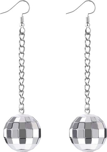 أقراط كرة ديسكو للنساء أقراط ديسكو للنساء أقراط كرة مرآة فضية 70s أقراط سهلة المطابقة ملابس ديسكو للنساء إكسسوارات ديسكو أقراط الهالوين في السبعينيات لإكسسوارات الأزياء النسائية in Kuwait