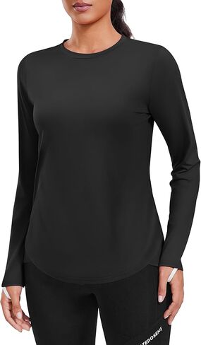 PINSPARK قميص نسائي للشمس بأكمام طويلة قمصان للمشي سريعة الجفاف مع فتحات إبهام بعامل حماية من الأشعة فوق البنفسجية 50+ قمصان للتمرين للجري في الهواء الطلق in Kuwait