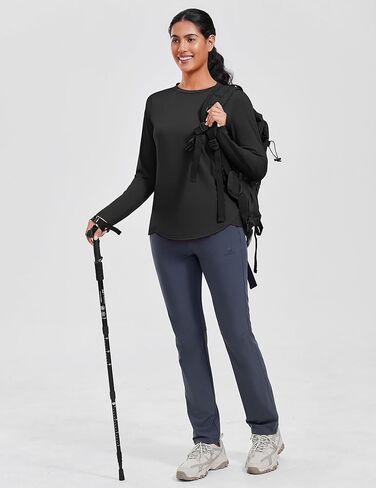 PINSPARK قميص نسائي للشمس بأكمام طويلة قمصان للمشي سريعة الجفاف مع فتحات إبهام بعامل حماية من الأشعة فوق البنفسجية 50+ قمصان للتمرين للجري في الهواء الطلق in Kuwait