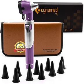 Cynamed Mini Otoscope - Portable Ear Light and Exam Kit for Home and Professional Use - 4X Magnifying Fiber Optic Scope with Spare Tips, Bulb, and Carrying Case (Pink) in Kuwait