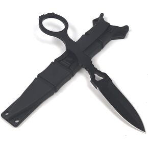 EDC Tactical Knife,Camping Fixed Blade Knife with Sheath and Pocket Cip,Blade 440C Steel for Outdoor, Hiking,Hunting,Camping,Survival, black