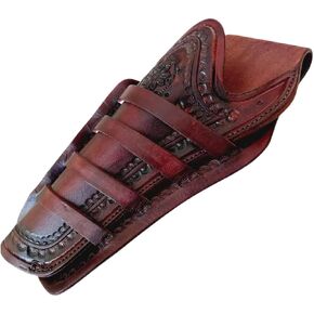 Western Leather Gun Holster – Full Grain Handmade Tooled – Fits 4" to 6.5" Revolvers – .22, .357, .44/45 Cal – Right Hand Draw – Vintage Cowboy Style