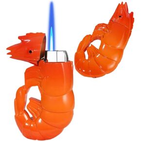 Torch Lighter, Unique Creative Prawns Design Butane Lighter, Windproof Adjustable Flame, Refillable Butane Cool Lighter for Gifts,Men,Lady (Gas Not Included)