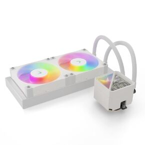 Valkyrie V240 Lite AIO CPU Liquid Cooler, White, 240mm, RGB LEDs, FDB 120mm Fans 2150RPM, 2800RPM Pump, Fits AMD AM5/AM4, Intel LGA 1851, AMD Ryzen 9800x3D, 7800x3D, Intel Core Ultra 245K, 265K, 285K