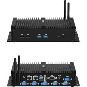 VENOEN Industrial Mini PC, Fanless PC I7, Industrial Computer, Core i7 8550U, W11 Pro, HD1.4, VGA, Dual Display, 6 RS232 COM, RJ45 LAN, USB, SIM Slot, WLAN, BT4.0, WOL, RAID, 16GB RAM 512GB SSD