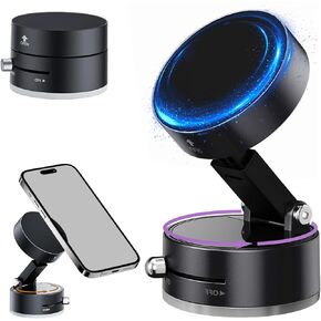 2025 Upgrated Vacuum Magnetic Suction Phone Holder, Hands-Free Magnetic Cell Phone Holder, 360° Adjustable Suction Cup Phone Mount Cars/Gyms/Mirrors/Smooth Surface (Black)