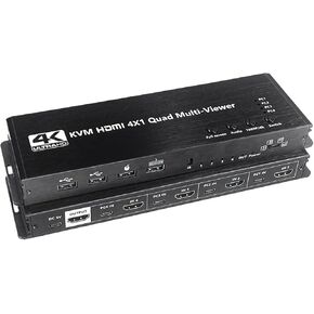 HDMI Multiviewer KVM Switch 4-Port USB HDMI KVM Switch مع Multi-Viewer 4K HDMI USB KVM لـ 4 PC لوحة مفاتيح MOUSE MOUSE