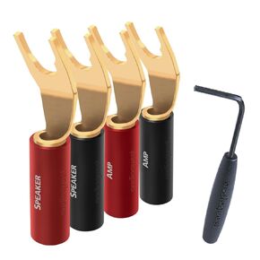 AudioQuest Suregrip® 100 موصلات مكبر صوت متعددة الصب - تناسب ما يصل إلى 9 كابلات مكبر صوت AWG - الذهب - مجموعة من 8