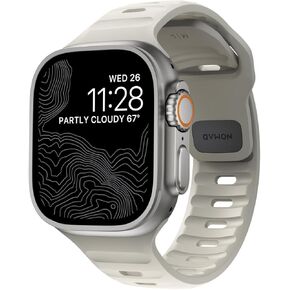 فرقة Nomad Sport - 45mm | Stone Apple Watch Ultra 2 Band ، المصممة لمنح Apple Watch مظهرًا عصريًا ورياضيًا ، متوافقًا مع سلسلة جديدة 10 و Ultra & Ultra 2 و Series 1-9 و SE