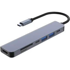 7-in-1 USB C Hub Adapter, 4K HDMI, 100W PD Charging, SD Card Reader, 2 USB 3.0 Ports, Compatible with MacBook Pro/Air, iPad Pro, Chromebook