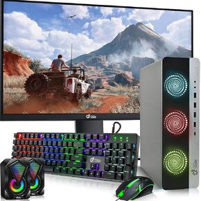 HP 800G3 RGB Gaming PC Desktop – Intel i7 6th Gen Processor, 32GB DDR4 Ram, 1TB SSD, NVIDIA GeForce GTX 1050 Ti 4GB DDR5, New 24 Inch Monitor, Windows 10 Pro – Computer Tower for PC Gamer (Renewed)