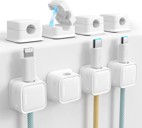 Cord Organizer 8 Pack – Magnetic Cable Clips for Cable Management, Office Setup, Cord Holder for USB Charging Wires, Adhesive Wire Clips for Home or Work in Saudi Arabia