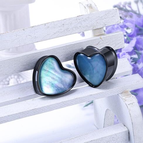 مقاييس أذن من الفولاذ المقاوم للصدأ من COOEAR قطرة ماء على شكل قلب وسدادات نفق متوهجة ونقالات 0 جرام (8 مم)-1 بوصة (25 مم). in Kuwait