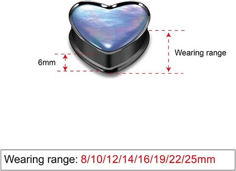 مقاييس أذن من الفولاذ المقاوم للصدأ من COOEAR قطرة ماء على شكل قلب وسدادات نفق متوهجة ونقالات 0 جرام (8 مم)-1 بوصة (25 مم). in Kuwait