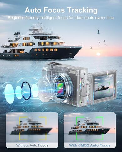 4K Digital Camera, Camkory AutoFocus Point and Shoot Digital Camera with 32GB Card, 16X Zoom, Flash Compact 48MP Cameras for Photogrpahy Small Travel Camera for Teens Adults Beginners, Black in Kuwait