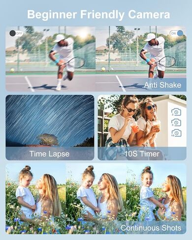 4K Digital Camera, Camkory AutoFocus Point and Shoot Digital Camera with 32GB Card, 16X Zoom, Flash Compact 48MP Cameras for Photogrpahy Small Travel Camera for Teens Adults Beginners, Black in Kuwait