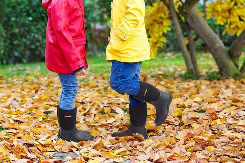 HISEA Kids أحذية المطر المطاطية المتينة المقاومة للماء والمعزولة من النيوبرين للأولاد والبنات مع مقابض سهلة الارتداء لجميع فصول اللعب في الهواء الطلق (طفل صغير/طفل كبير) in Saudi Arabia