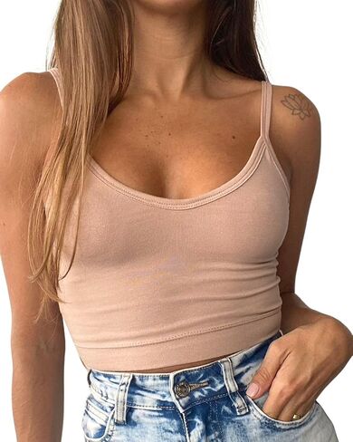 Sexy Strappy Backless Halter Crop Tank Top for Women: Basic, Sleeveless, Deep V, Going Out Crop Tops in Black, Grey, White in Saudi Arabia
