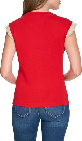 قميص Nautica النسائي بياقة دائرية وأكمام قصيرة مكشكشة in Saudi Arabia