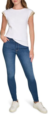 قميص Nautica النسائي بياقة دائرية وأكمام قصيرة مكشكشة in Saudi Arabia