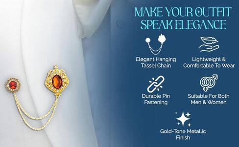 Knighthood Crowned Stone With Spiral Flower Sunshine And Hanging Tassel Chain Collar Pin Brooch, Suit Stud, Shirt Studs, Lapel Pin Accessories for Men Women in Saudi Arabia