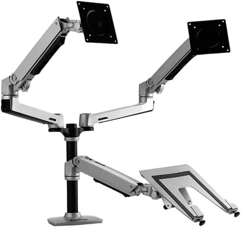 Full Motion 17-32inch Dual Monitor Holder Mount Arm +10-15.6inch Laptop Support Mechanical Spring Arm Max.Loading 10kgs(Black) in Saudi Arabia