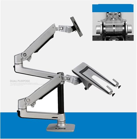 Full Motion 17-32inch Dual Monitor Holder Mount Arm +10-15.6inch Laptop Support Mechanical Spring Arm Max.Loading 10kgs(Black) in Saudi Arabia
