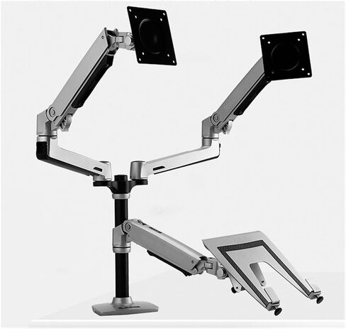 Full Motion 17-32inch Dual Monitor Holder Mount Arm +10-15.6inch Laptop Support Mechanical Spring Arm Max.Loading 10kgs(Black) in Saudi Arabia
