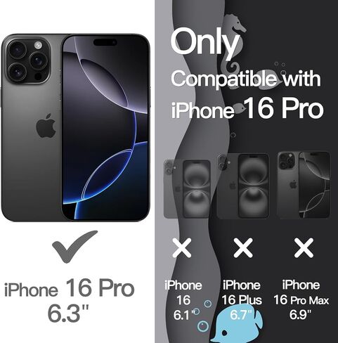 Jetech Wavy Case لـ iPhone 16 Pro 6.3 بوصة ، وغطاء مطحون على شكل موجة مجعد للنساء والفتيات ، و Clear Hard Pc (Desert Titanium) in Kuwait
