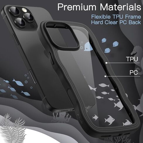 Jetech Wavy Case لـ iPhone 16 Pro 6.3 بوصة ، وغطاء مطحون على شكل موجة مجعد للنساء والفتيات ، و Clear Hard Pc (Desert Titanium) in Kuwait