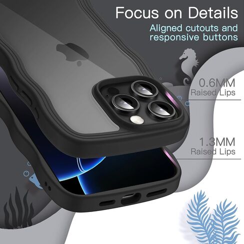 Jetech Wavy Case لـ iPhone 16 Pro 6.3 بوصة ، وغطاء مطحون على شكل موجة مجعد للنساء والفتيات ، و Clear Hard Pc (Desert Titanium) in Kuwait