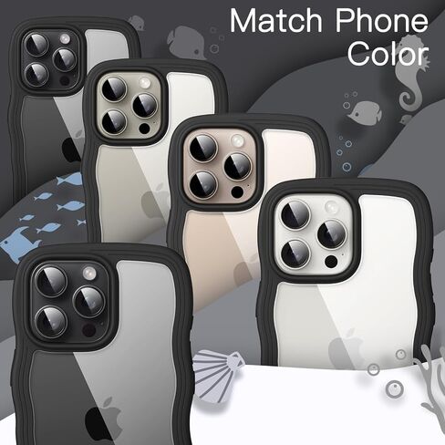 Jetech Wavy Case لـ iPhone 16 Pro 6.3 بوصة ، وغطاء مطحون على شكل موجة مجعد للنساء والفتيات ، و Clear Hard Pc (Desert Titanium) in Kuwait