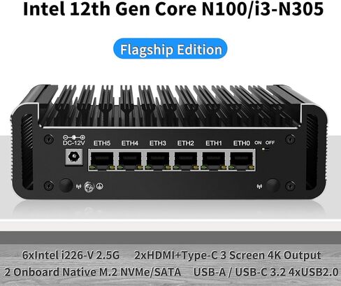Intel I3-N305 Mini Mini PC 2XHDMI+Type-C شاشات شاشة ثلاثية ، 6xintel I226-V 2.5GB منافذ الإيثرنت ، USB3.2،1XSATA3.0 كمبيوتر محمول ، Linux ، Opnsense in Kuwait