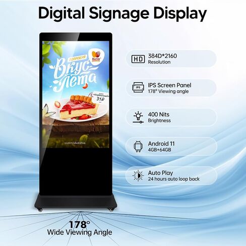 تعرض اللافتات الرقمية 55 "Kiosk Android 11.0 ، ويعرض الإعلانات الداخلية LCD 4K كشك رقمي غير مشكوم in Kuwait
