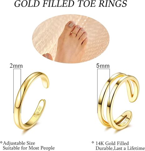 IRONBOX 14K Gold Filled Toe Rings for Women Simple Open Band Toe Ring Adjustable Toe Rings in Saudi Arabia